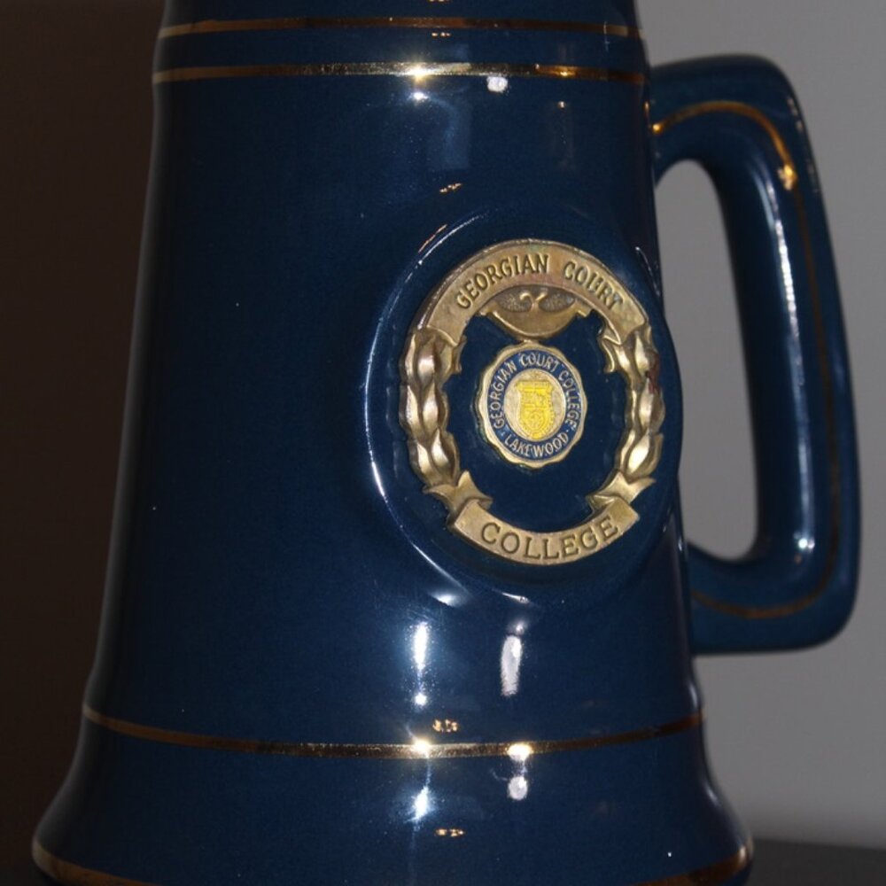 Vintage Georgian Court College University Mug/Stein Blue Gold Metal Emblem